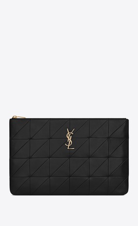 SAINT LAURENT Jamie SLG Woman Jamie document holder in black patchwork leather a_V4